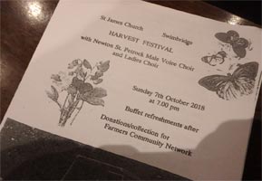 Harvest Festival on Sunday 7 October 2018